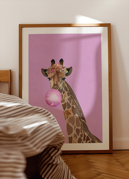 Giraffen-Rosa-Kaugummi-Poster