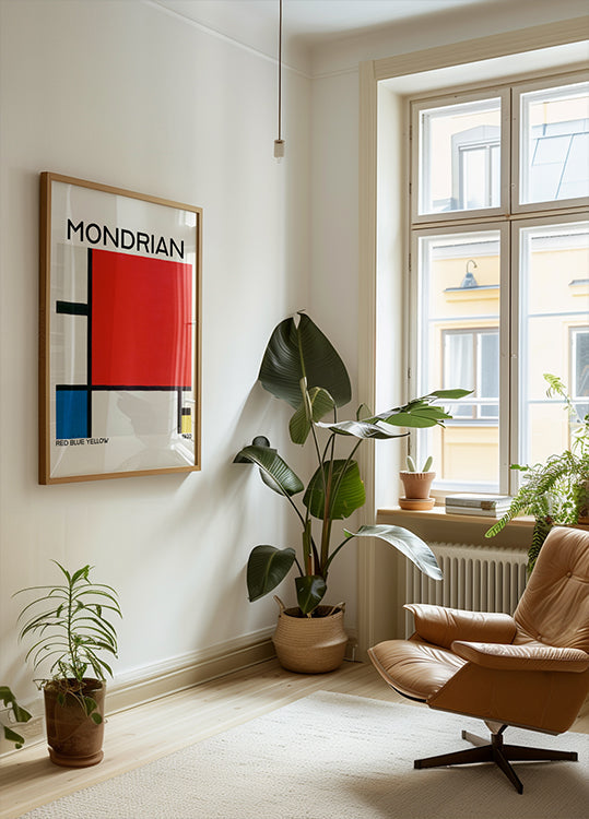 Komposition mit rotem, blauem und gelbem Poster von 1930