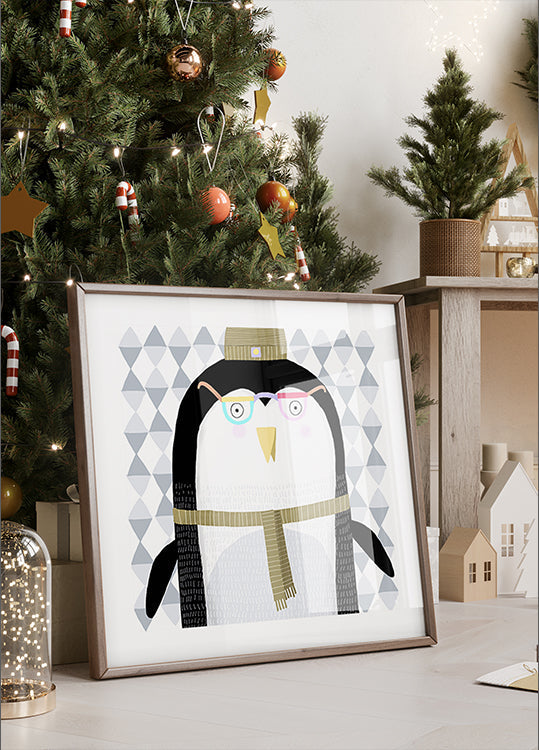 Niedlicher Pinguin mit Wollhut von der Künstlerin Carla Daly Poster