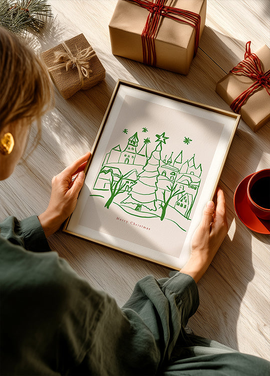 Frohe Weihnachten-Stadt-Plakat