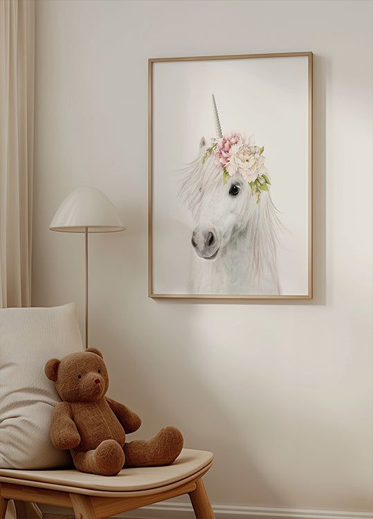 Florales Einhorn-Poster