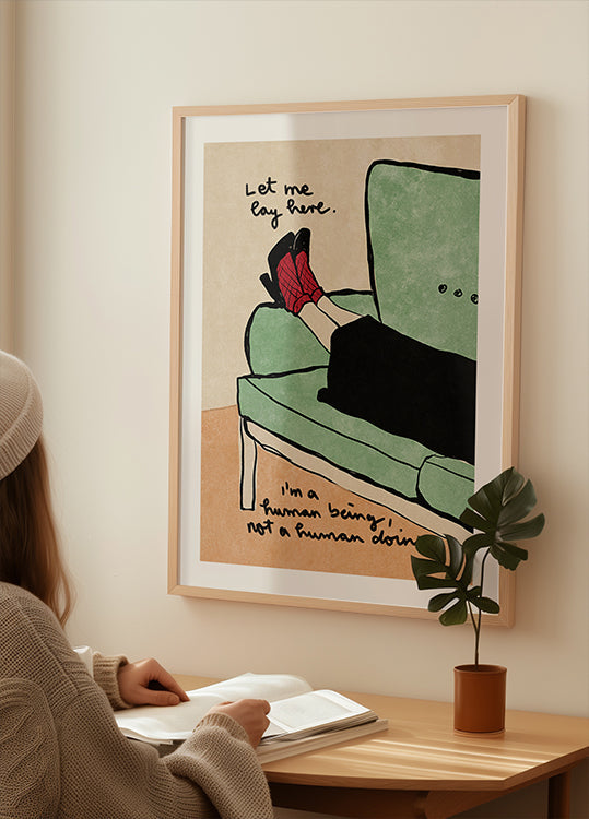 Poster „Lass mich hier liegen“.