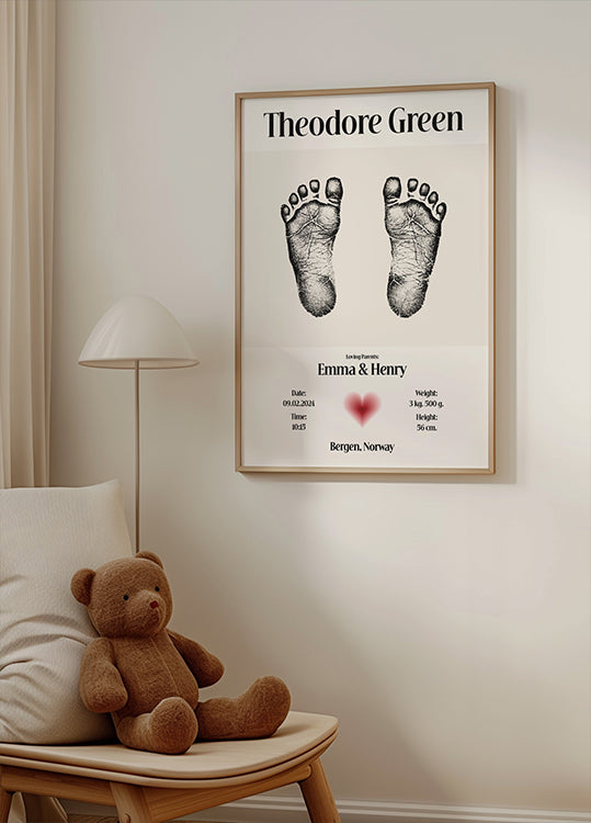 Personalisiertes Baby-Fußabdruck-Poster