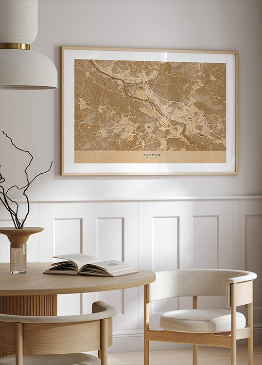 Sepia-Vintage-Karte von Bremen, Deutschland (NEU)