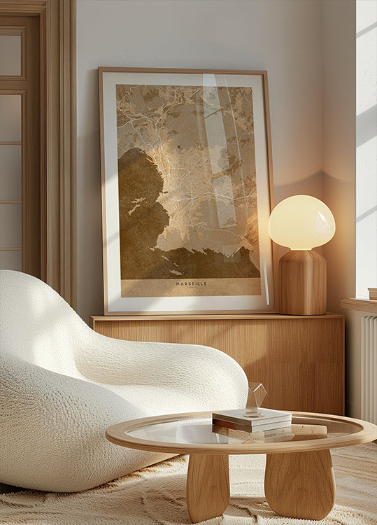 Sepia-Vintage-Karte von Marseille, Frankreich