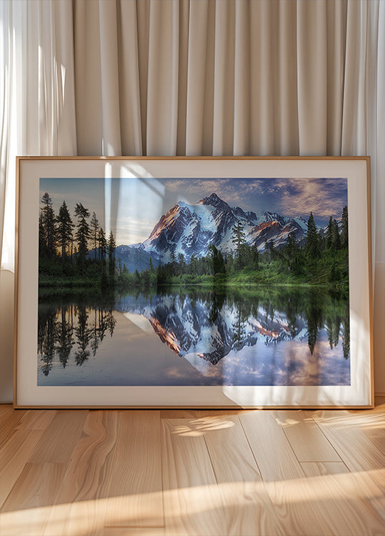 Sonnenaufgang auf dem Berg Shuksan Poster