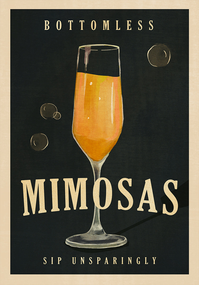 Bodenloses Mimosas-Art-Deco-Cocktailbar-Kunstplakat