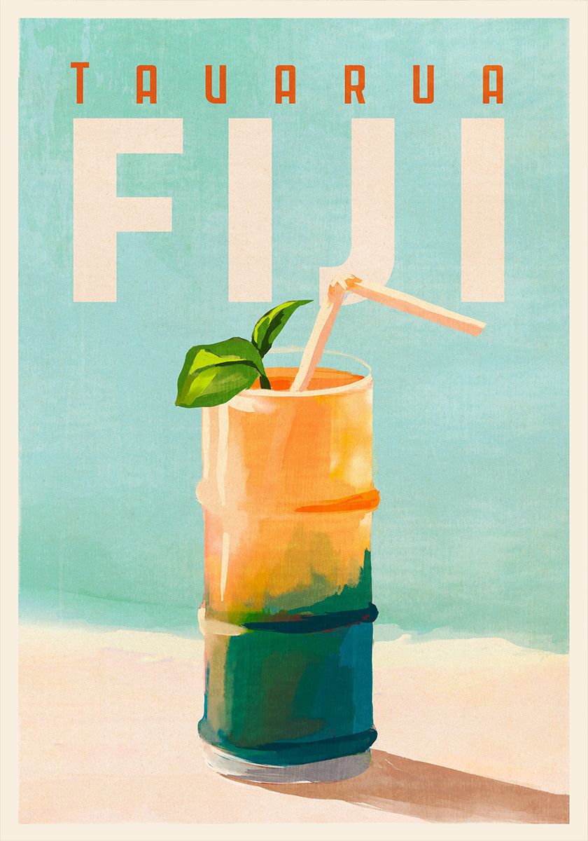 Tavarua Fidschi Cocktail-Reisekunst-Poster