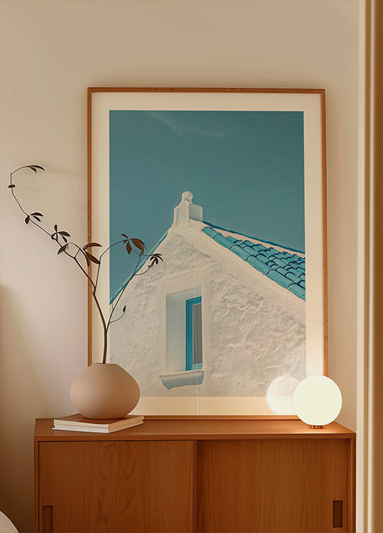 Blue Roof and White Walls Plakat - Posterbox.dk