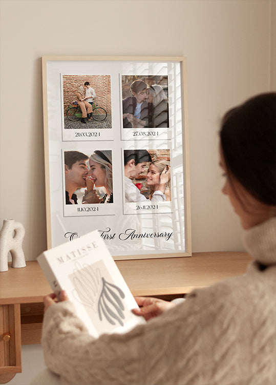 Couple Moments Photo Collage, 4 Polaroid Style Prints Plakat - Posterbox.dk
