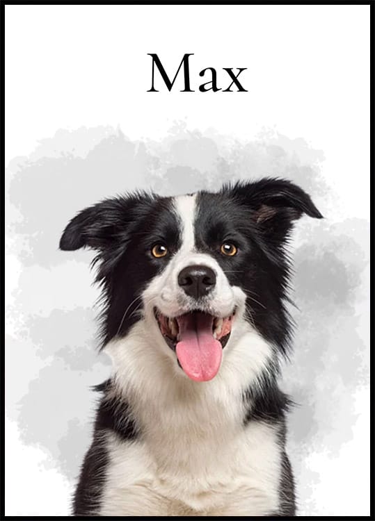 Custom Dog Portrait Plakat - Posterbox.dk