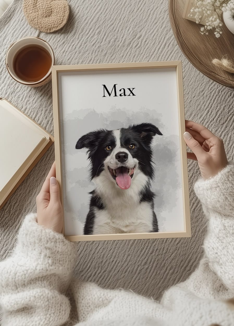 Custom Dog Portrait Plakat - Posterbox.dk