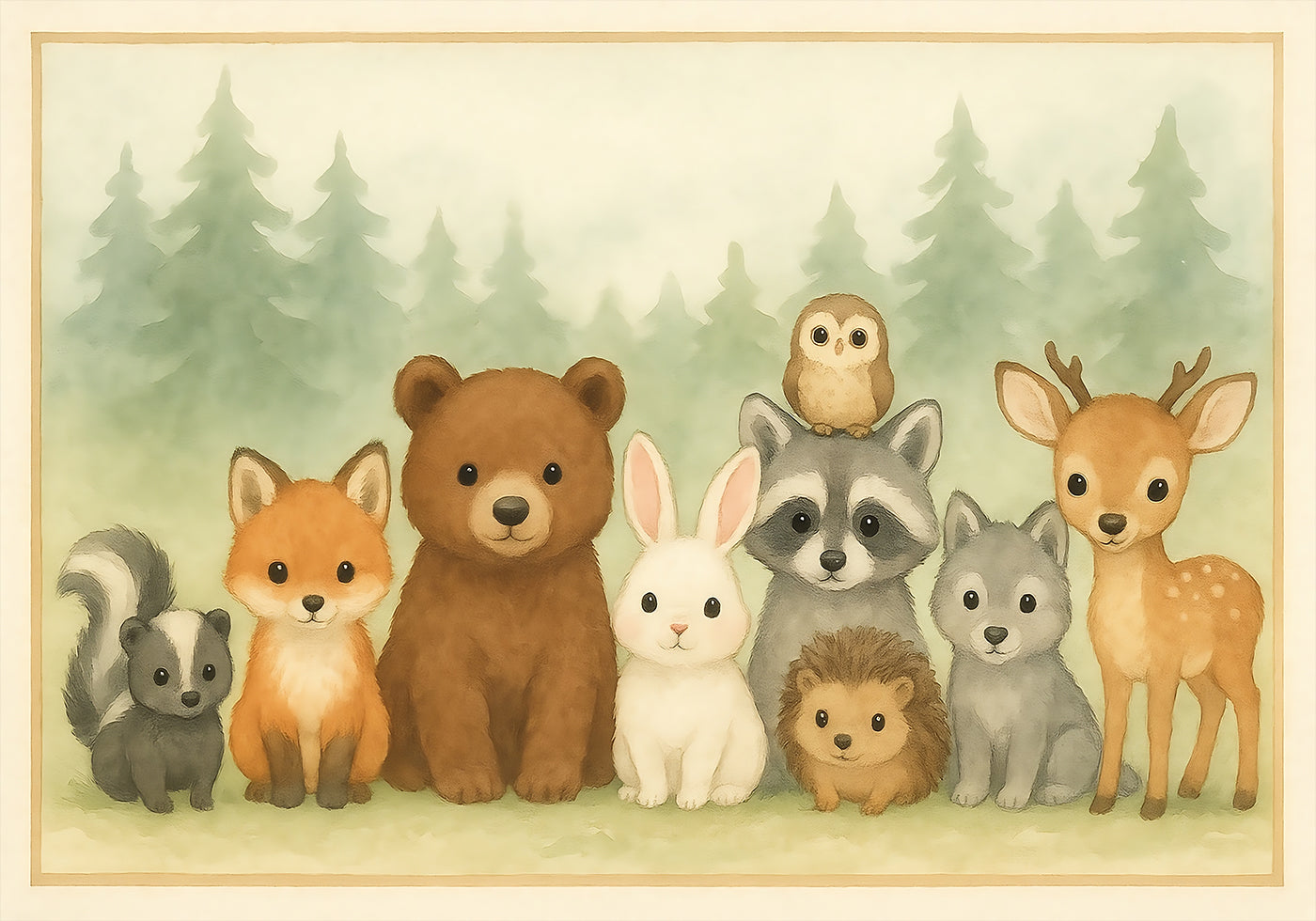 Cute forest animals No.2 Plakat - Posterbox