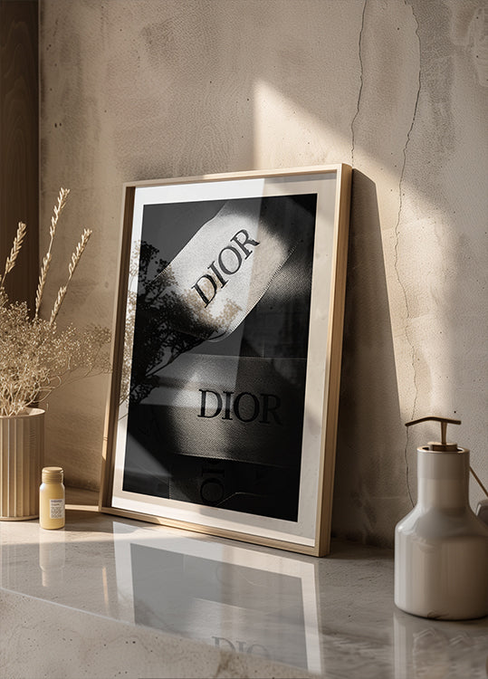 Dior Fashion Ribbons Black & White Plakat - Posterbox