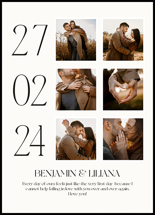 First Date, Romantic Couple Collage Plakat - Posterbox.dk