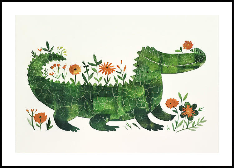 Floral crocodile Plakat - Posterbox.dk