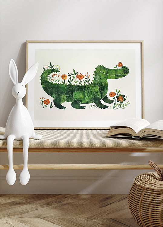 Floral crocodile Plakat - Posterbox.dk