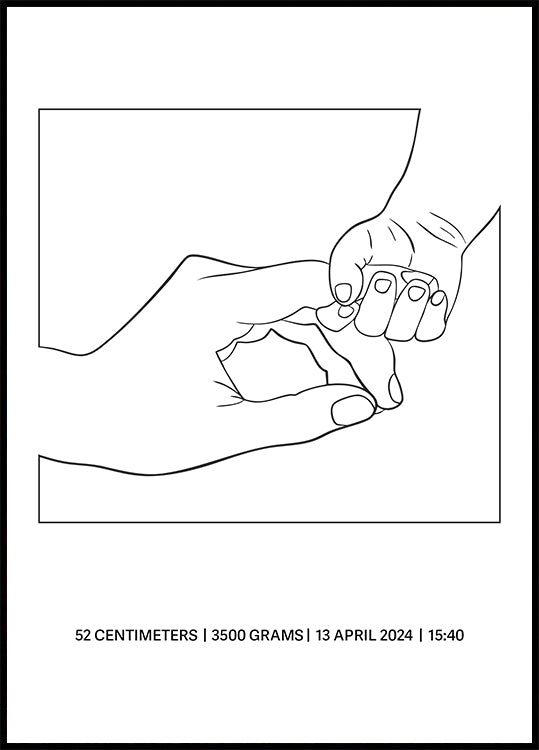 Holding Hands Birth, Minimalist Baby and Parent Line Art Plakat - Posterbox.dk