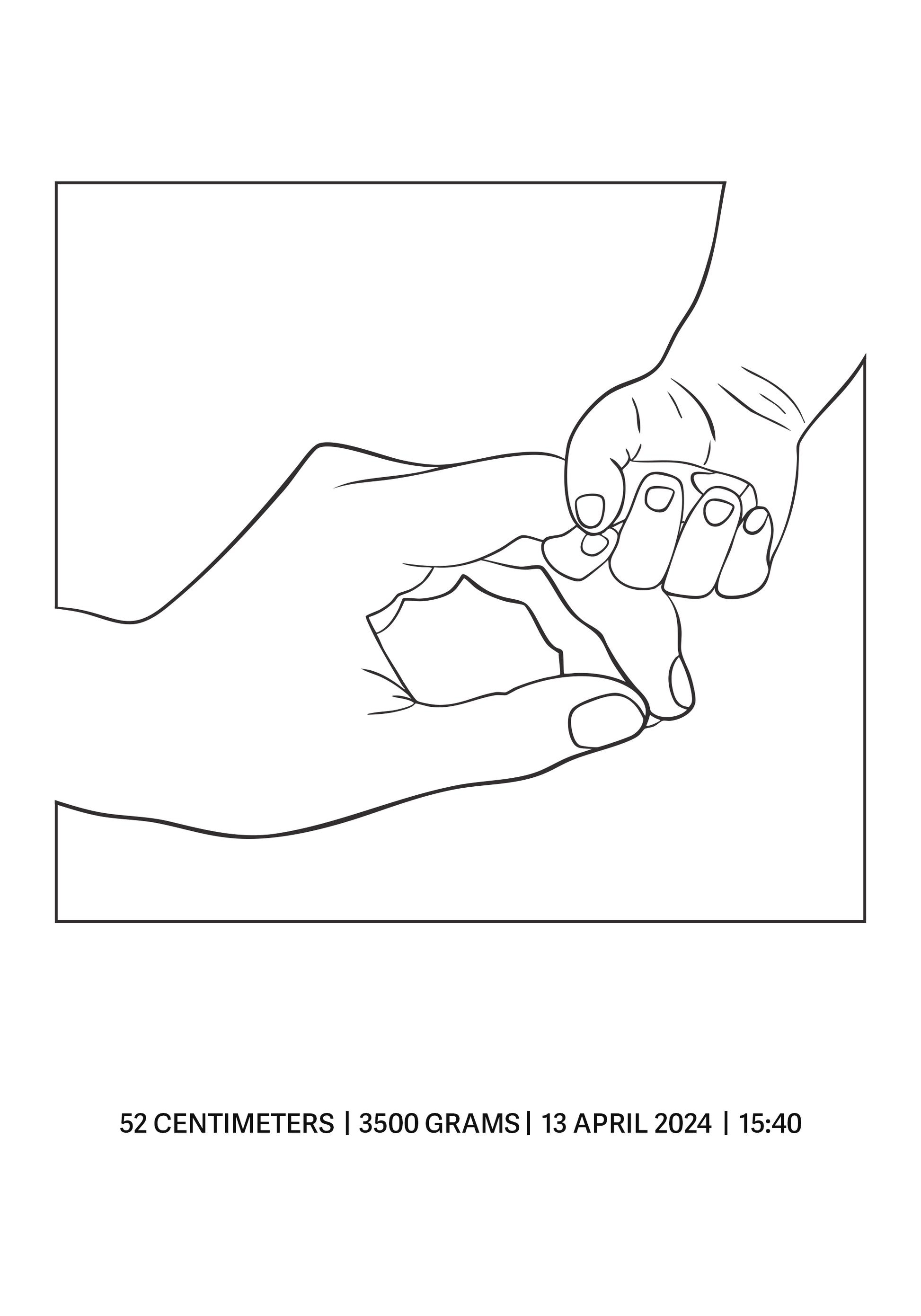 Holding Hands Birth, Minimalist Baby and Parent Line Art Plakat - Posterbox.dk
