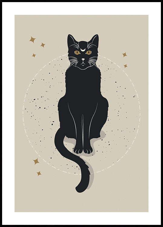 Moon Cat, Mystical Black Cat Plakat - Posterbox