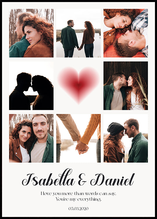 Personalized Couple Photo Collage Plakat - Posterbox.dk