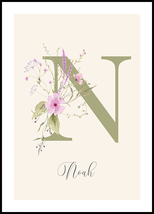 Personalized Wildflower Name Plakat - Posterbox.dk