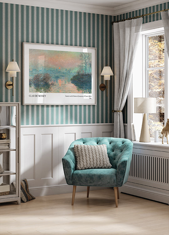 Sunset on the Seine at Lavacourt, Winter Effect Plakat - Posterbox.dk