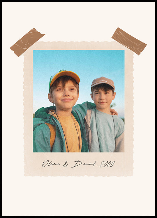 Vintage Childhood, Personalized Sibling Memory Print Plakat - Posterbox.dk