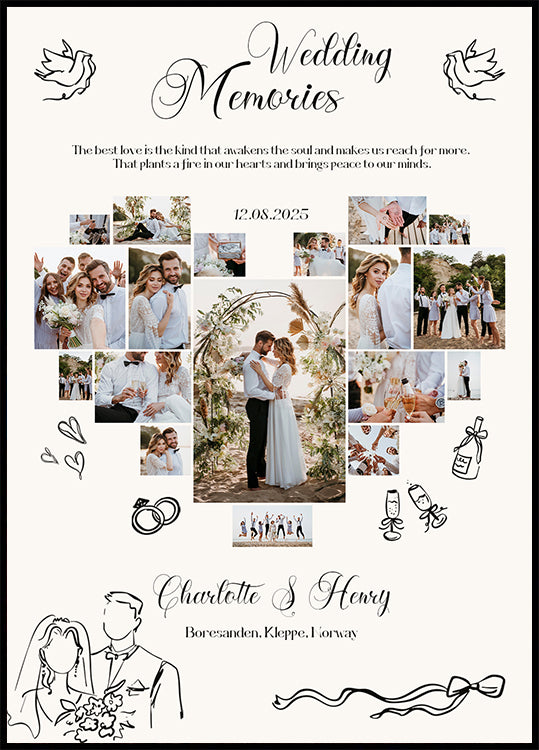 Wedding Memories Photo Collage Plakat - Posterbox