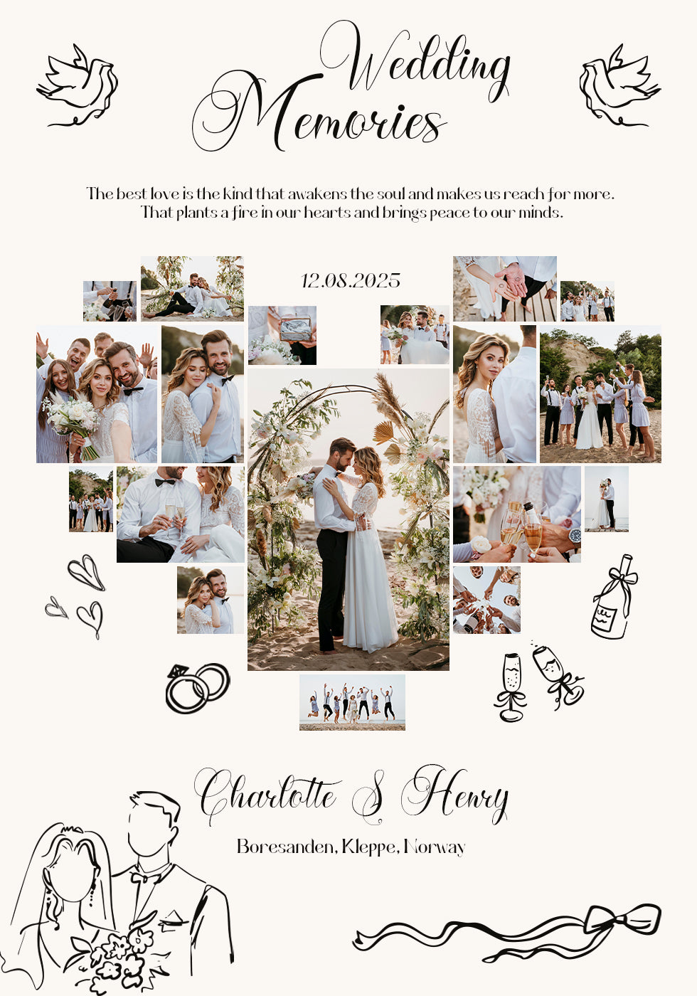 Wedding Memories Photo Collage Plakat - Posterbox