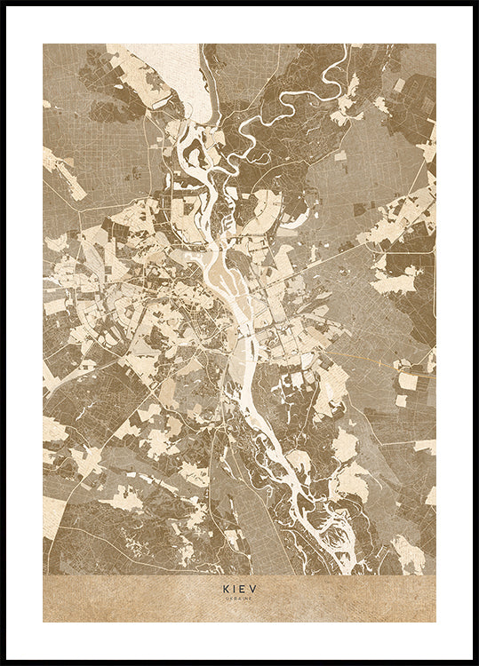 Sepia map of Kiev (pre-war) Plakat - Posterbox
