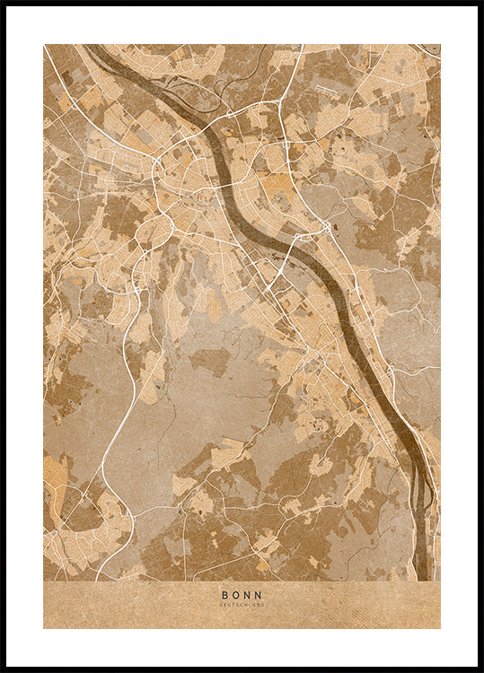 Sepia vintage map of Bonn Germany Plakat - Posterbox