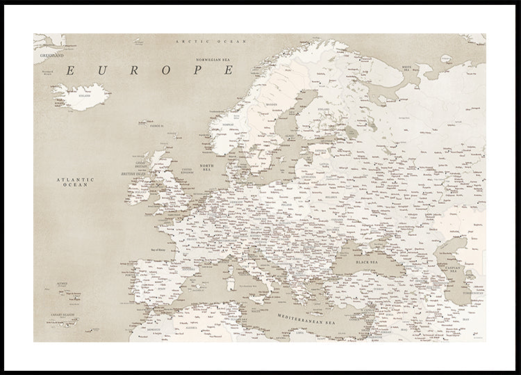 Vintage looking detailed map of Europe Plakat - Posterbox