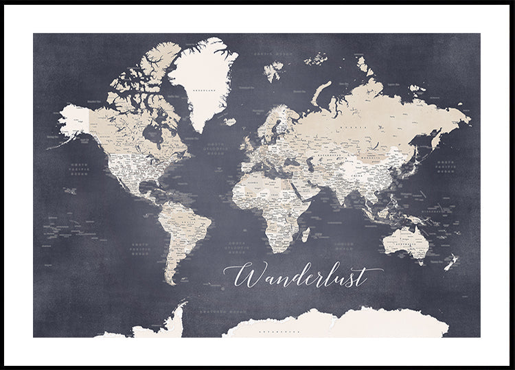 Wanderlust world map Glyn Plakat - Posterbox