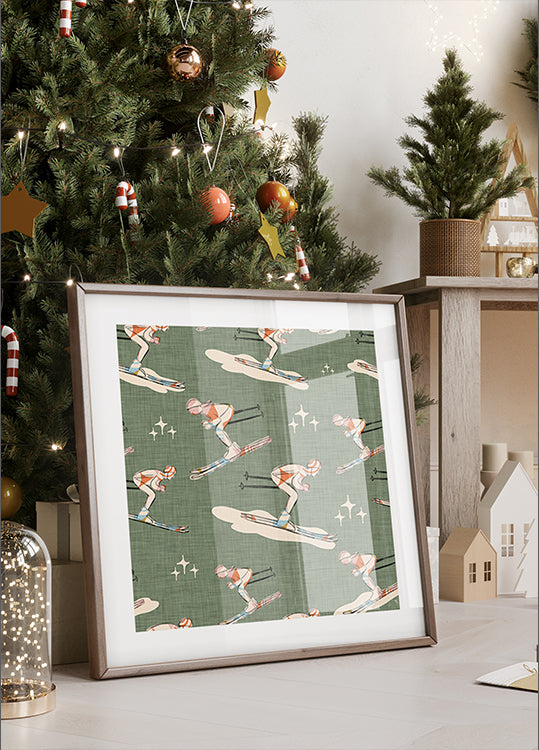 Winter Sports   Retro Vintage Ski Blue.png Plakat - Posterbox