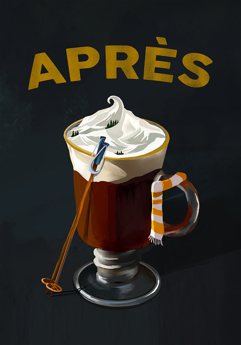 Apres Hot Cocoa Cocktail Ski Art Plakat - Posterbox
