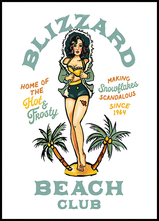 Blizzard Beach Club Bar Sexy Vintage Pinup Girl Art (NEW) - Posterbox