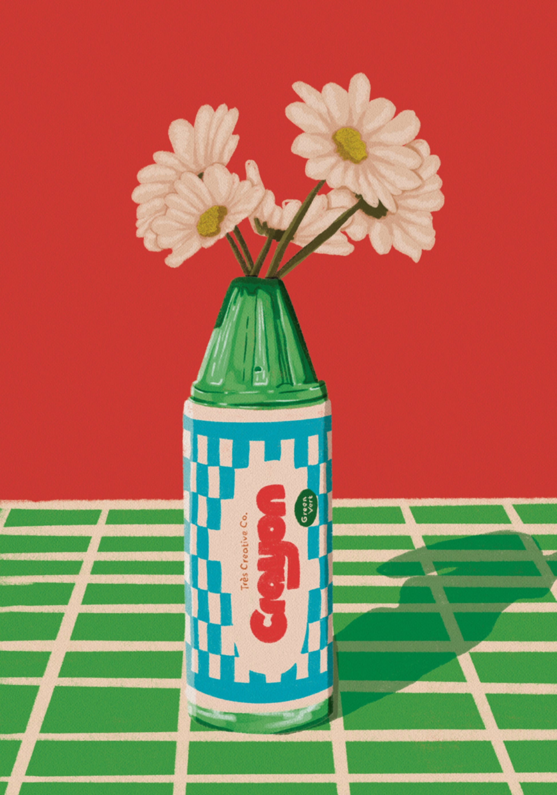 Verspielte Buntstift-Gänseblümchen