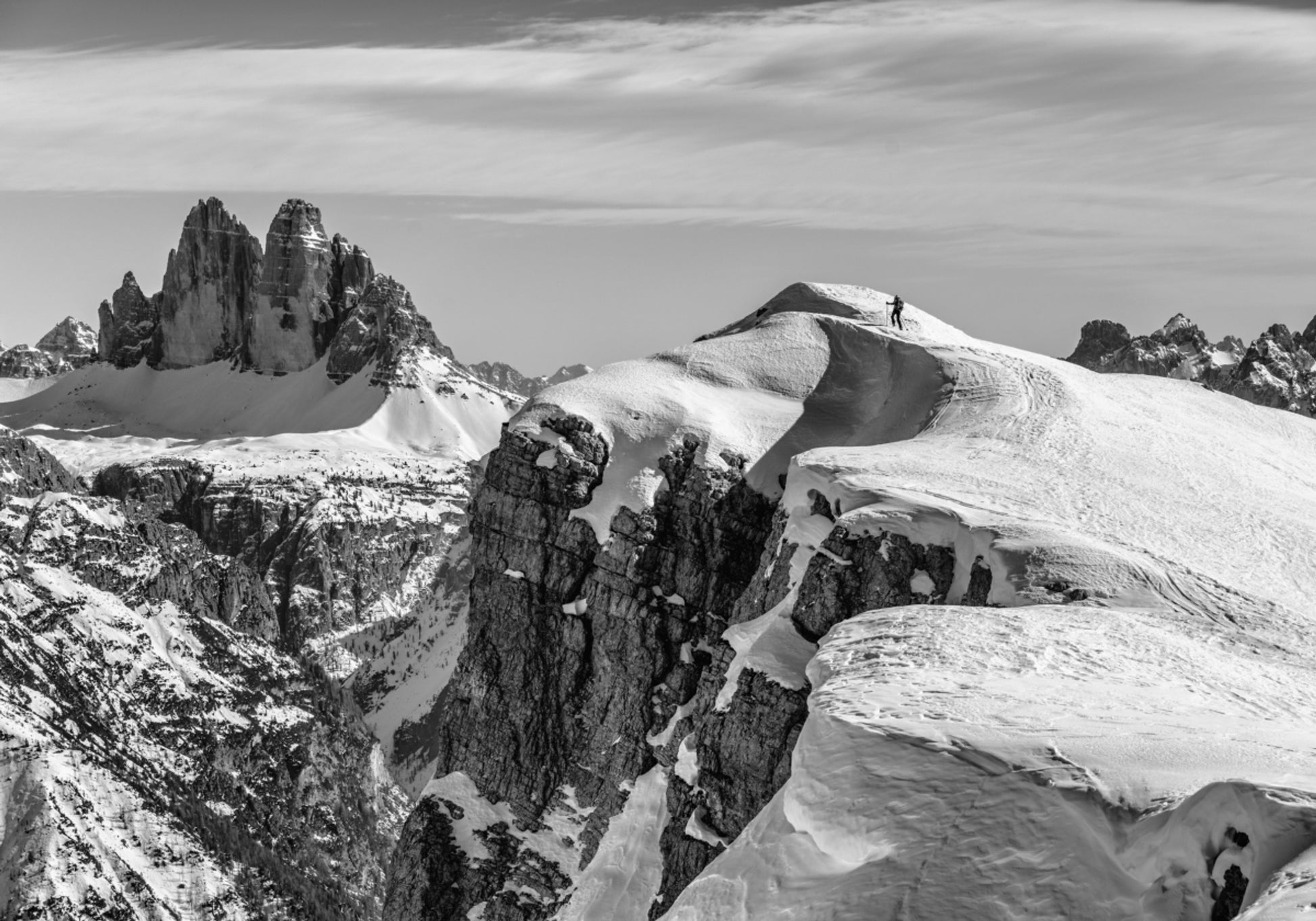 Einsamer Wanderer Snowy Ridge
