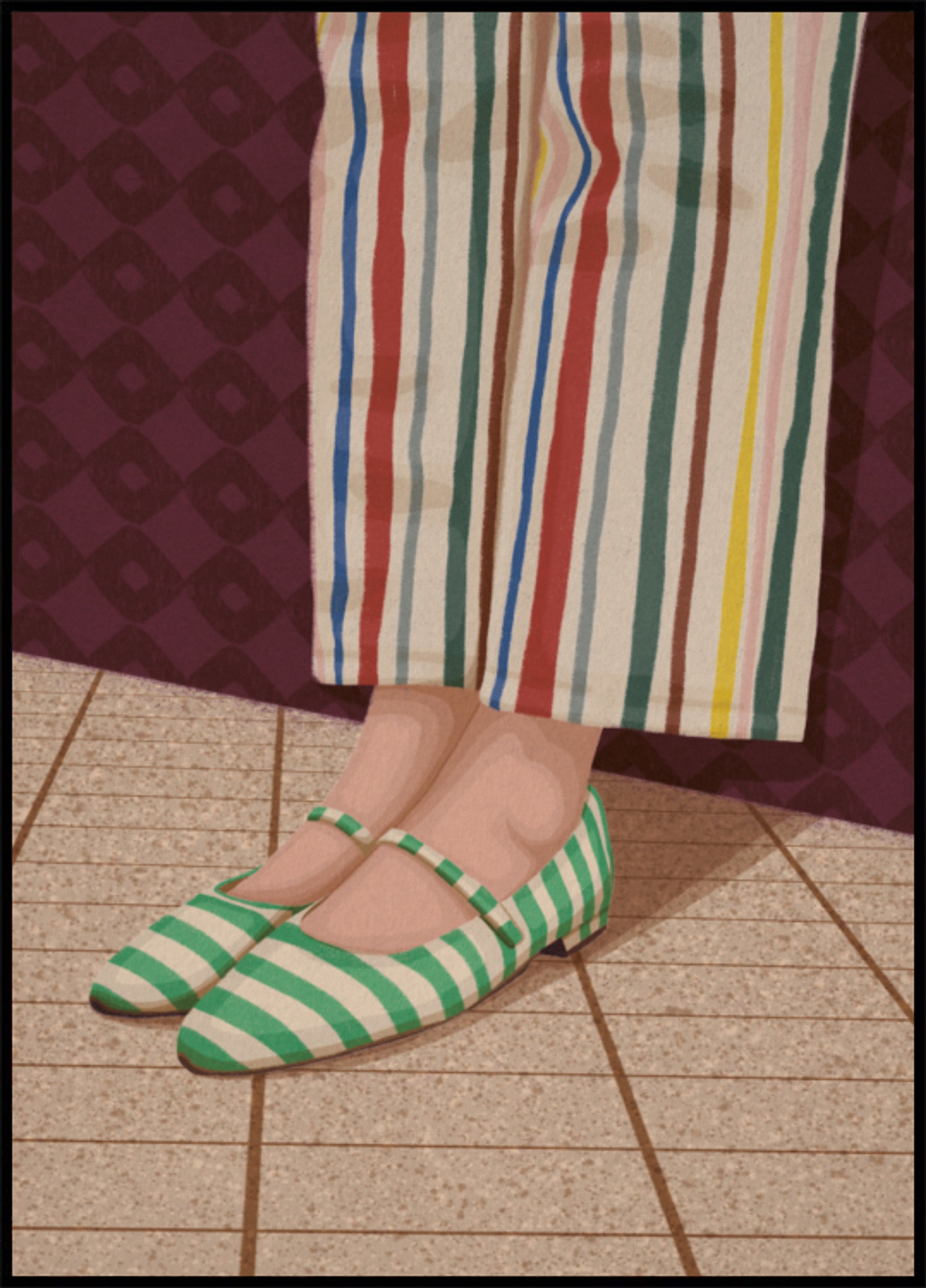 Bunt gestreifte Mary Janes