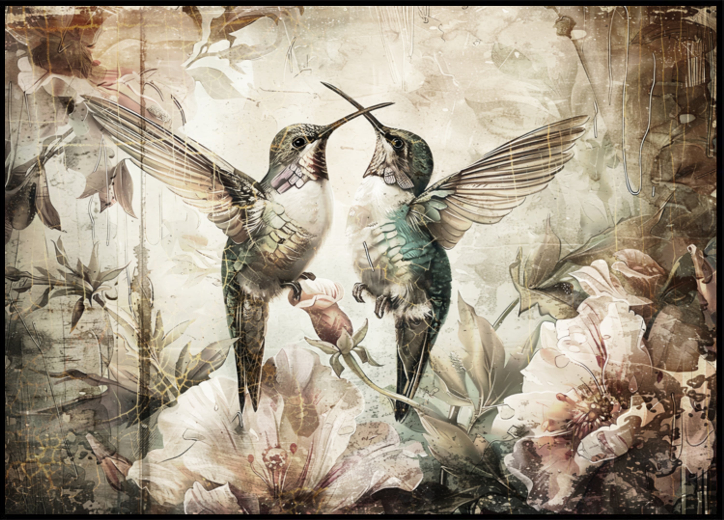 Romantische Kolibri-Umarmung