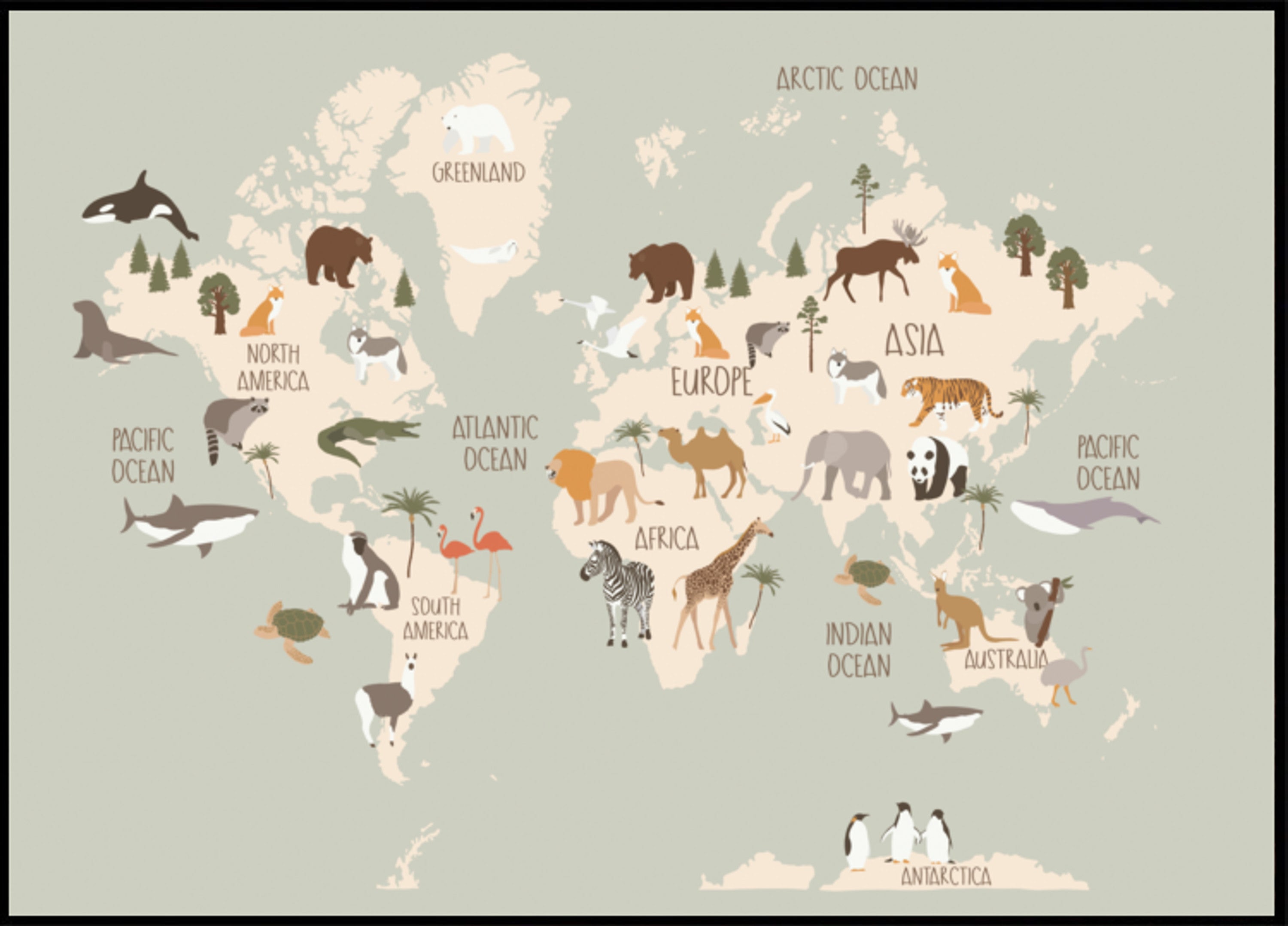 Weltkarte der Wildtiere