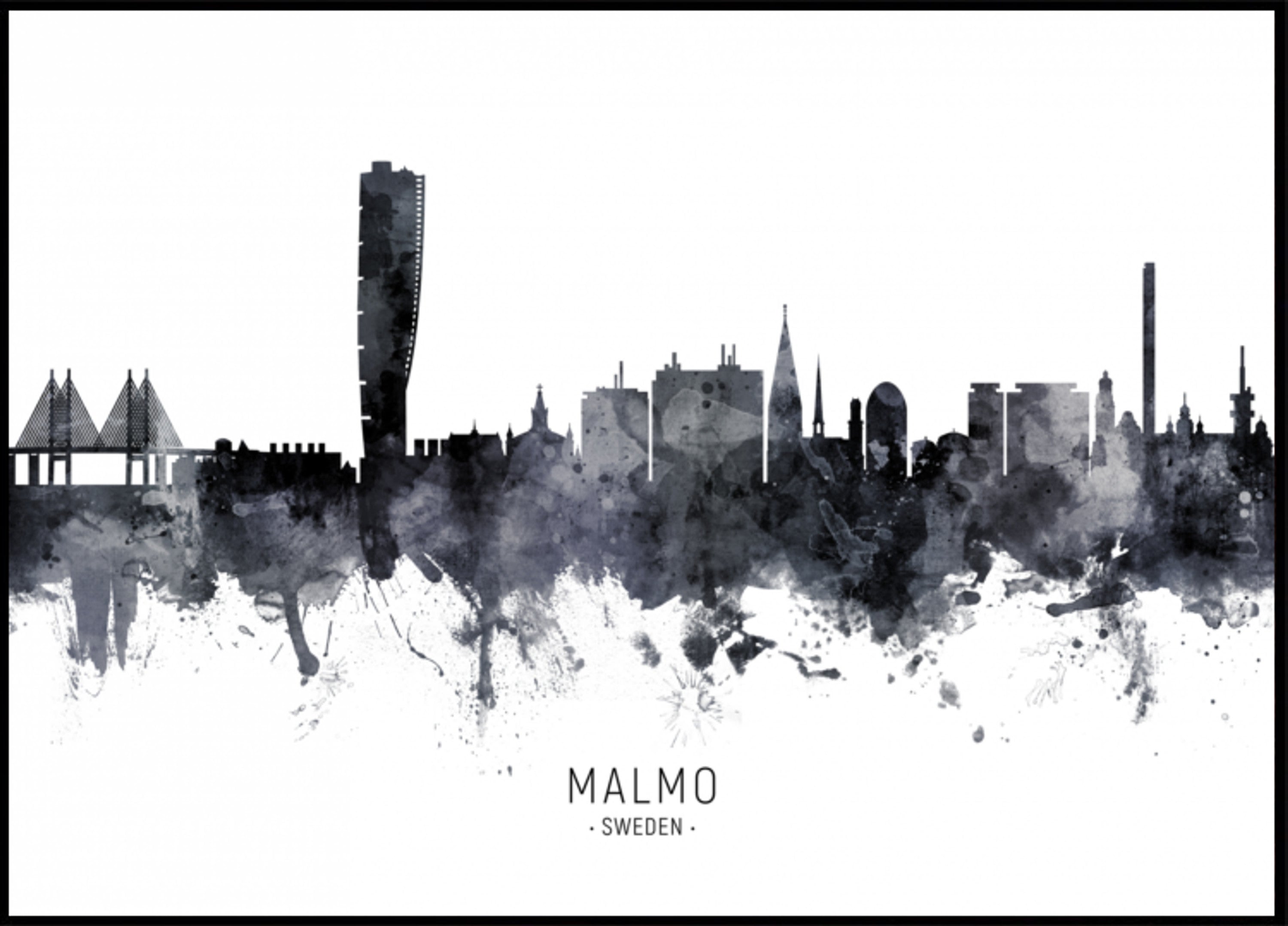 Malmö Skyline Aquarell