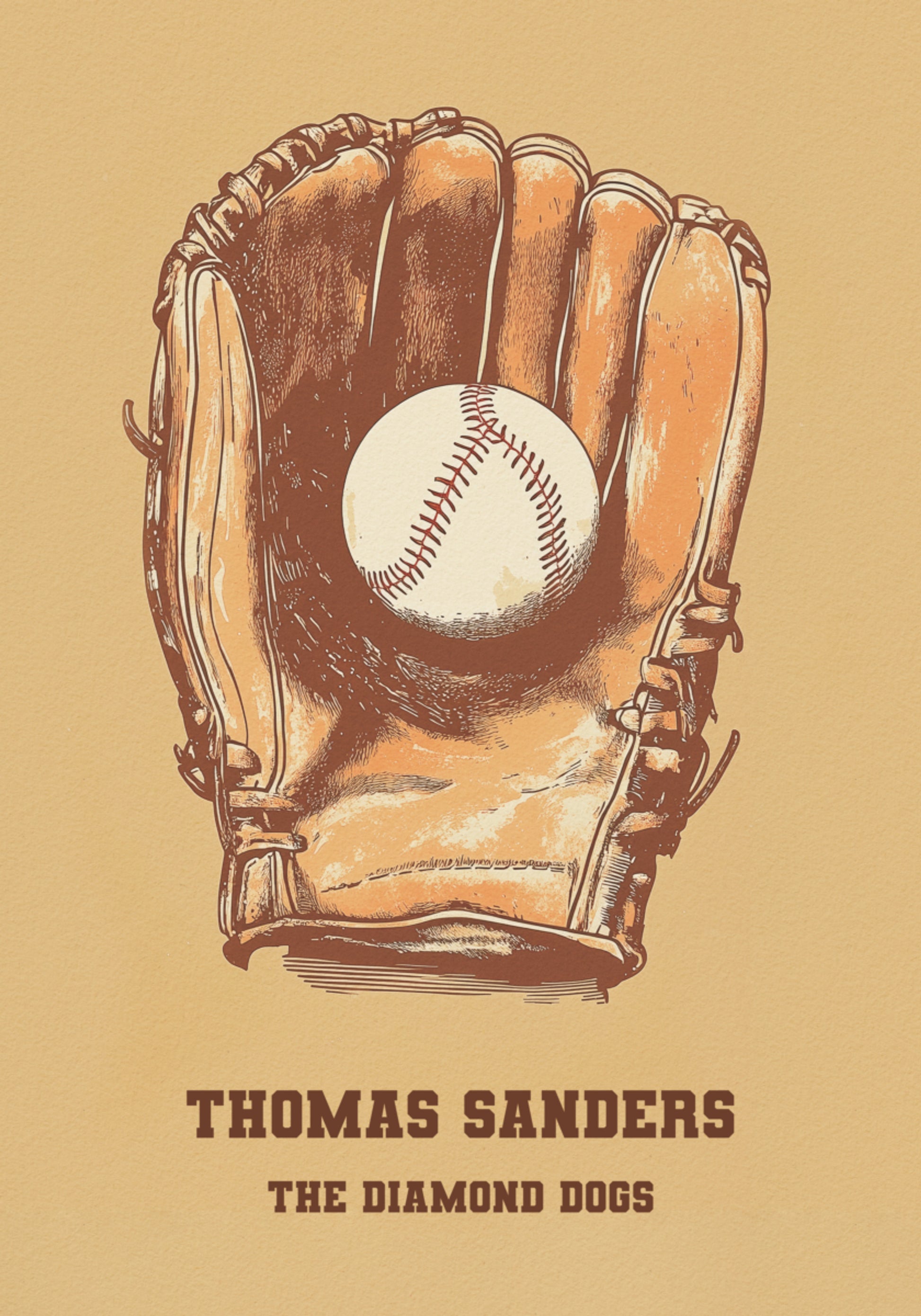 Vintage-Baseballhandschuh- und Ballplakat