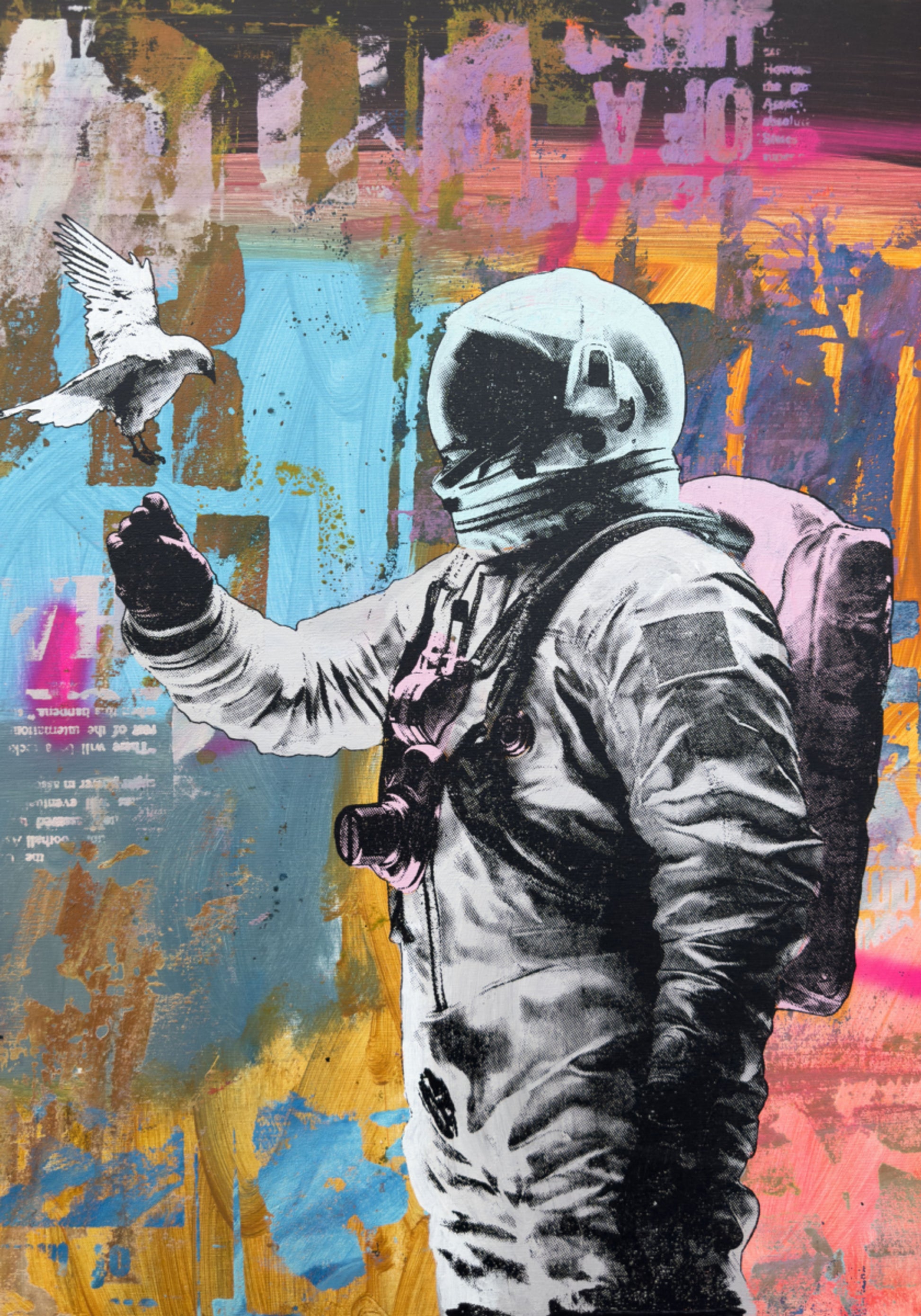 Astronaut trifft Taube