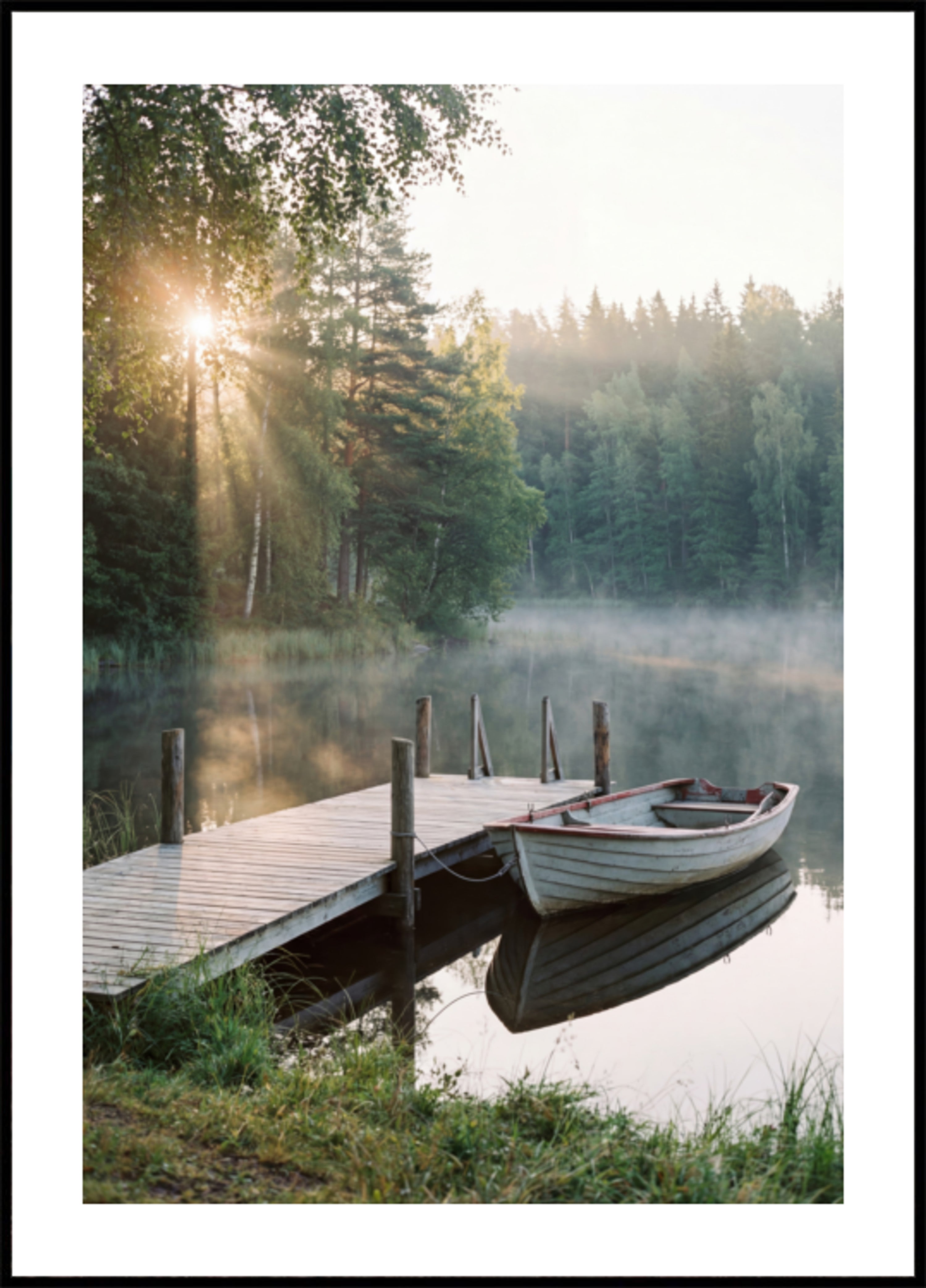Misty Morning Lake Boat