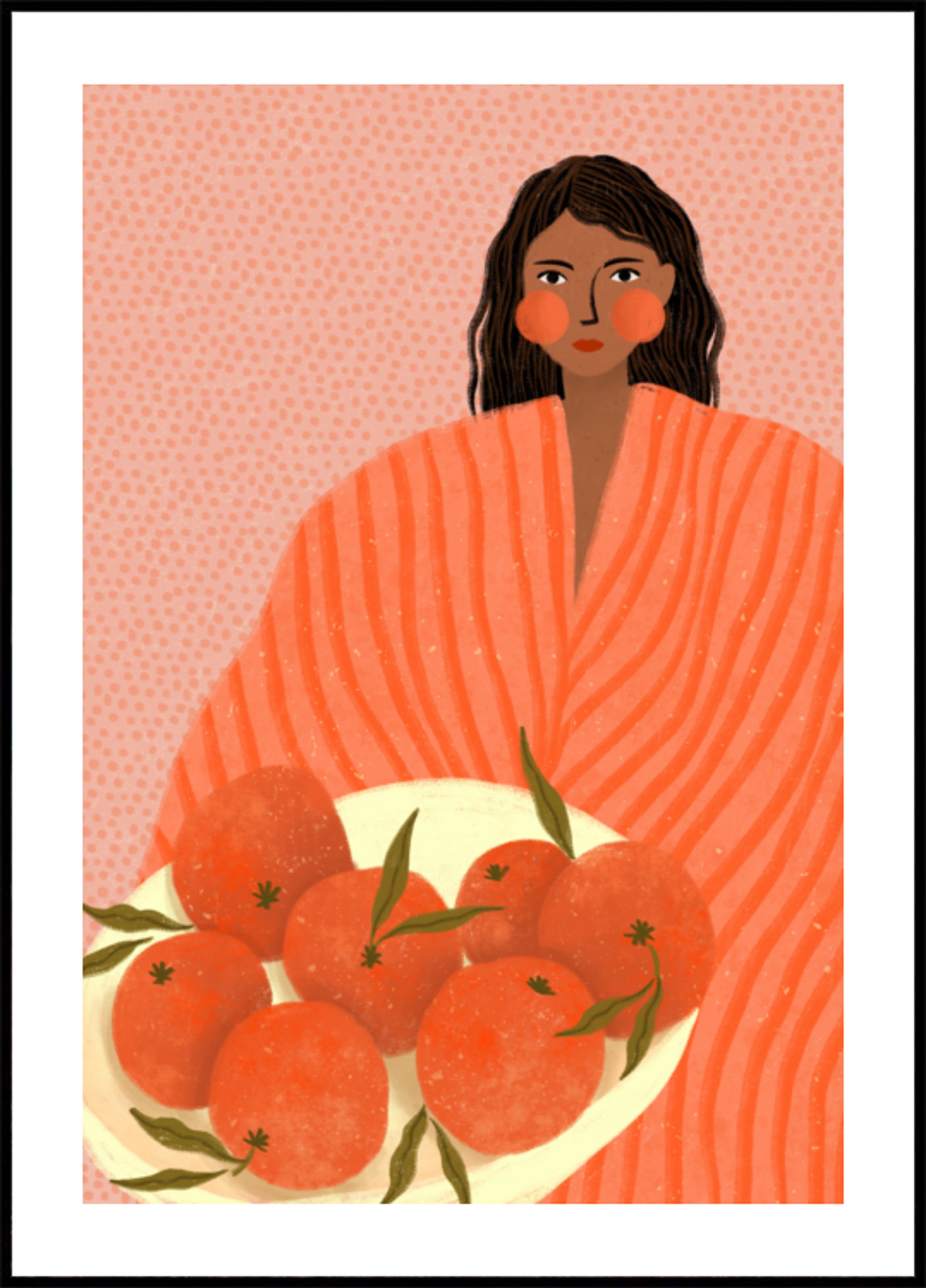 Frau hält Orangen