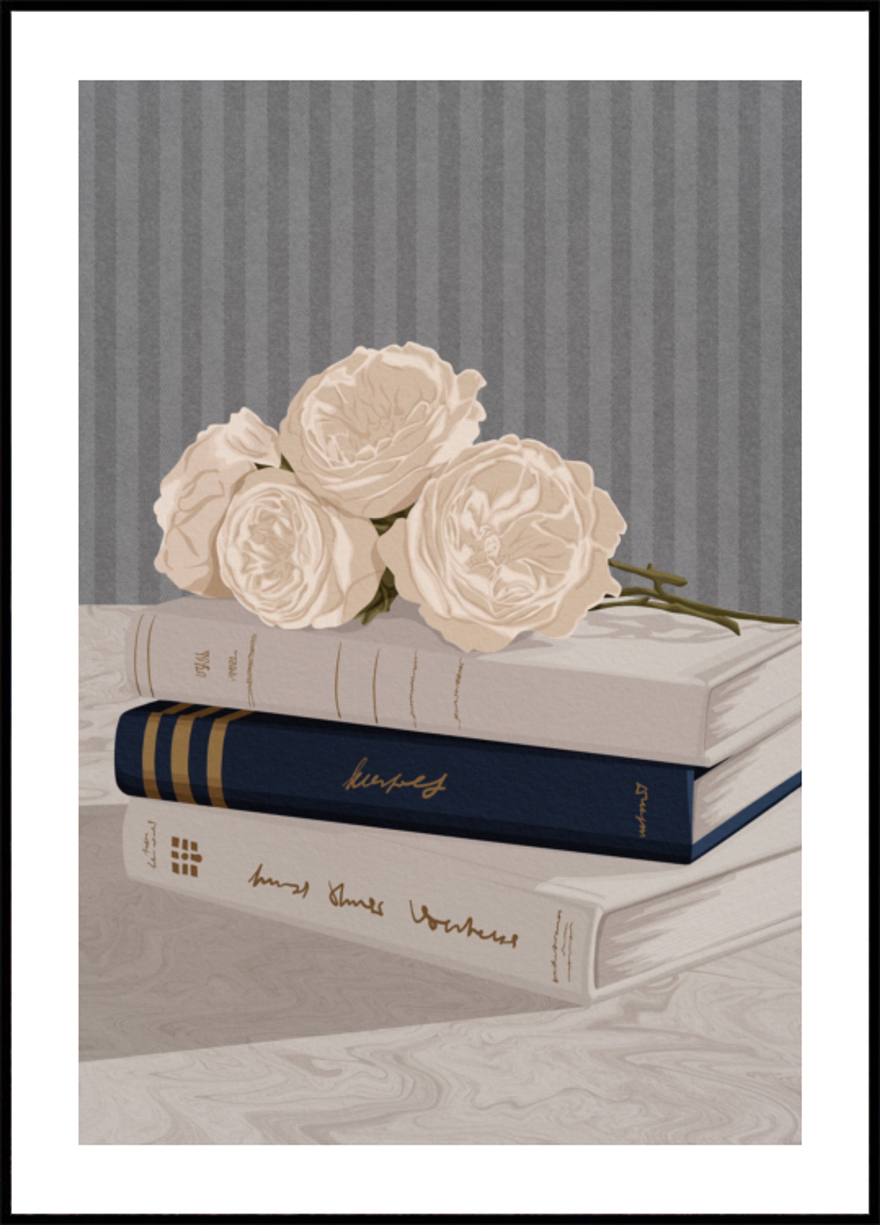 Weiche Rosen und Bücher