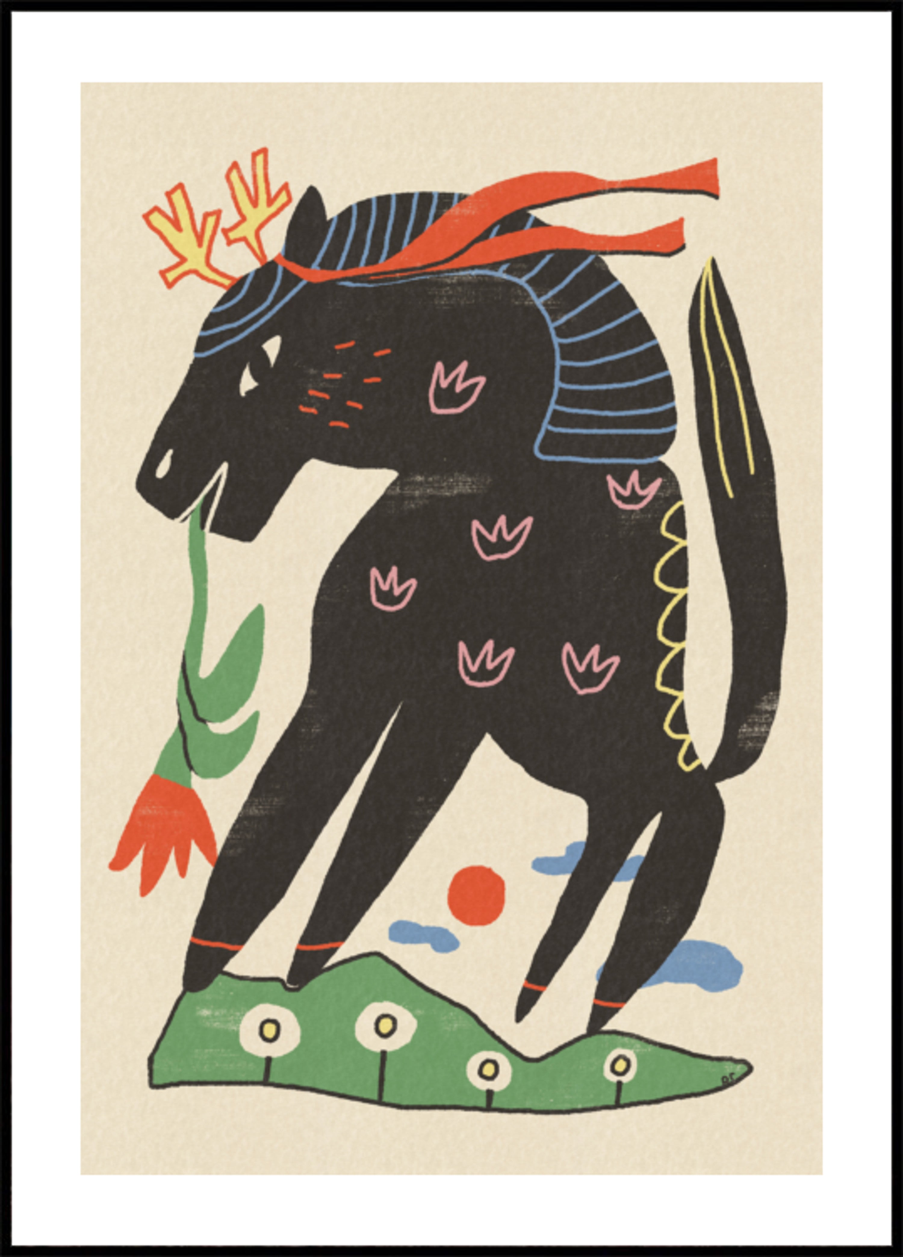 Mythisches Pferd mit Blume