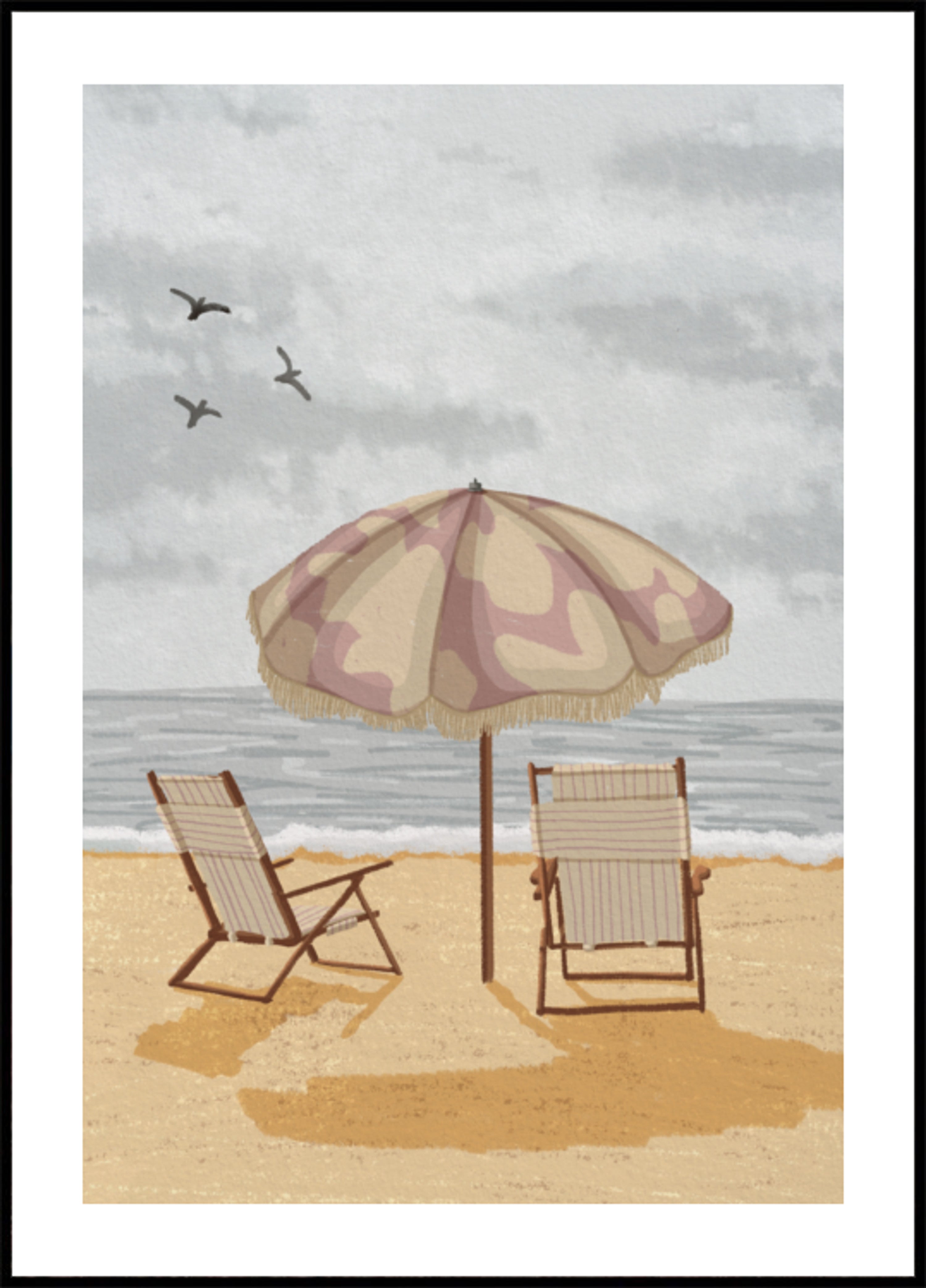 Sonnenschirmstühle am Meer